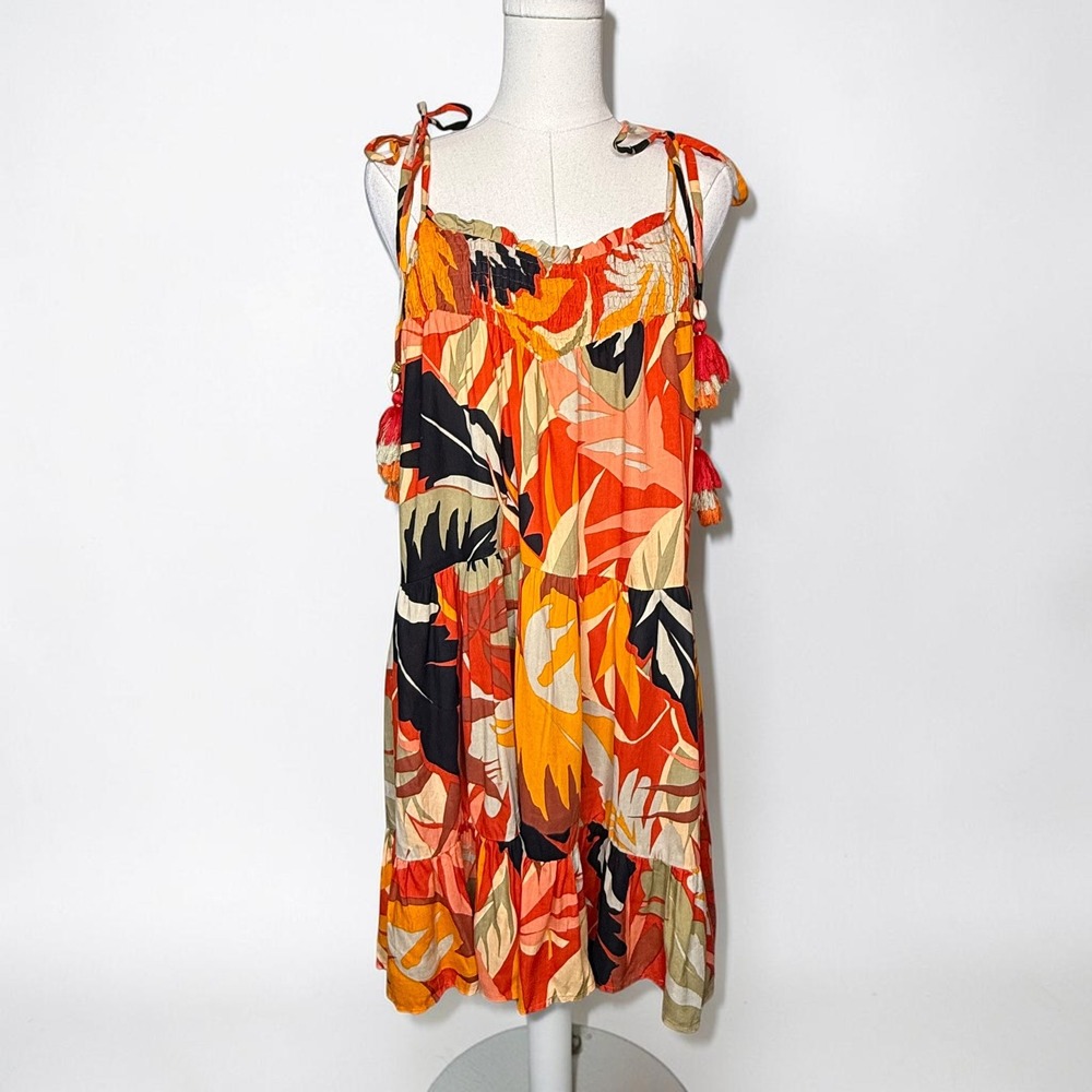 True Destinations Tropical Paradise Babydoll Dress Resort Wear Vibrant‎ Summer M